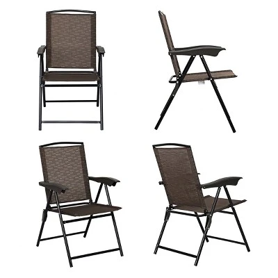 Tangkula Set of 4 Folding Sling Chairs with 3-Level Adjustable Backrests 4 Tangkula Set of 4 Folding Sling Chairs with 3-Level Adjustable Backrests - Image 4