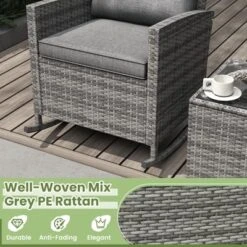 Tangkula 3-Piece All-Weather Wicker Outdoor Rocking Chair Set with Table -Tangkula Shop GUEST dc878bdd 0687 4dfe 988b 69793fac81f6