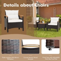 Tangkula 3-Piece Outdoor Patio Furniture Set with Acacia Wood Tabletop 13 Tangkula 3-Piece Outdoor Patio Furniture Set with Acacia Wood Tabletop -Tangkula Shop GUEST dcdbf1e4 88b5 472f b141 753887a8e991