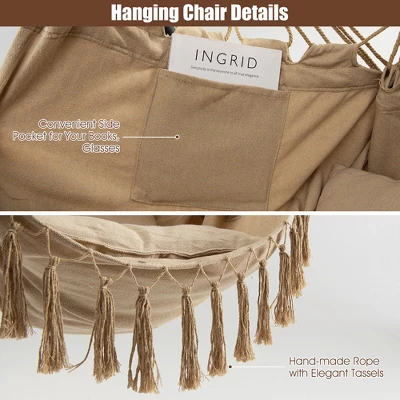 Tangkula Hammock Chair with Soft Pillow Cushions and Hanging Rope Swing 4 Tangkula Hammock Chair with Soft Pillow Cushions and Hanging Rope Swing - Image 4