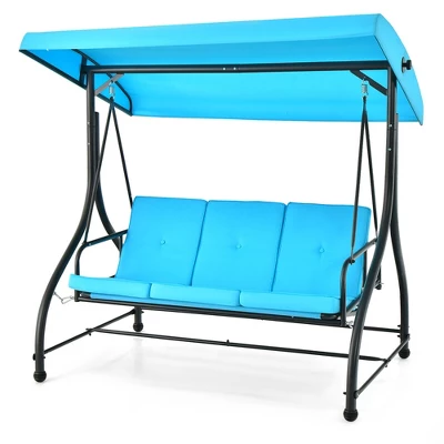 Tangkula 3-Seat Outdoor Converting Patio Swing Glider Adjustable Canopy Porch Swing 11 Tangkula 3-Seat Outdoor Converting Patio Swing Glider Adjustable Canopy Porch Swing - Image 11
