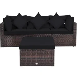 Tangkula 4PCS Rattan Patio Conversation Furniture Set Yard Outdoor W/ Black Cushion 19 Tangkula 4PCS Rattan Patio Conversation Furniture Set Yard Outdoor W/ Black Cushion -Tangkula Shop GUEST dd1b363d 3c51 4e30 986c 81ee82e430ba