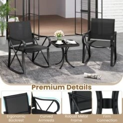 Tangkula 3 Piece Patio Rocking Set 2 Rocking Chairs W/ Tempered Glass Side Table 17 Tangkula 3 Piece Patio Rocking Set 2 Rocking Chairs W/ Tempered Glass Side Table -Tangkula Shop GUEST dd42c8e9 c908 42fc ba36 cd9f2b99608f