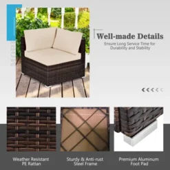 Tangkula 7PCS Patio Rattan Furniture Set Fire Pit Table Cover Cushion Beige -Tangkula Shop GUEST dd43dc80 eca3 40f9 b0fc 748462e7f4ef