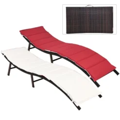 Tangkula 2PCS Outdoor Patio Rattan Wicker Lounge Chair Chaise Folding W/ Reversible Cushions Red & White 17 Tangkula 2PCS Outdoor Patio Rattan Wicker Lounge Chair Chaise Folding W/ Reversible Cushions Red & White -Tangkula Shop GUEST dd4be689 406f 4f10 92c5 99054cef073d