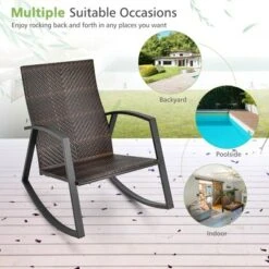 Tangkula 3PCS Rattan Bistro Rocking Chair Set Patio Furniture Set W/ Cushions -Tangkula Shop GUEST dd61468a b9b5 425d b8b5 8f86c80119cb