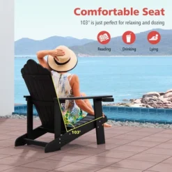 Tangkula Patio HIPS Outdoor Weather Resistant Slatted Chair Adirondack Chair W/ Cup Holder -Tangkula Shop GUEST dd63a04e 5057 42c0 9290 fb19d7c2d505