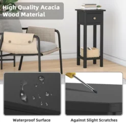Tangkula 2 Tier End Bedside Sofa Side Table With Drawer Shelf Acacia Wood Nightstand Black 11 Tangkula 2 Tier End Bedside Sofa Side Table With Drawer Shelf Acacia Wood Nightstand Black -Tangkula Shop GUEST dd87820a d2c9 4fb5 834c e25a1a939139