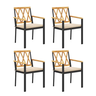 Tangkula Patio Dining Chairs Set Of 4 Metal Outdoor Chairs W/ Removable Padded Cushions 8 Tangkula Patio Dining Chairs Set Of 4 Metal Outdoor Chairs W/ Removable Padded Cushions - Image 8