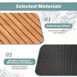 Tangkula 3PCS Patio Furniture Set Conversation Bistro Set W/ Acacia Wood & Cushions Black -Tangkula Shop GUEST dde29a0c 70c7 41c8 8264 127dc5da312a