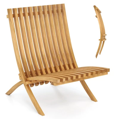 Tangkula Folding Teak Wood Outdoor Lounge Chair with Slatted Seat 9 Tangkula Folding Teak Wood Outdoor Lounge Chair with Slatted Seat - Image 9