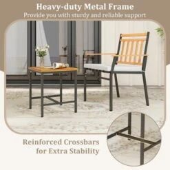 Tangkula 3 Pieces Acacia Wood Bistro Set Patio Conversation Set With Cushions And Coffee Table Outdoor Bistro Table And Chairs Set For Porch -Tangkula Shop GUEST de16e248 a5a7 46b0 8b26 4fbda399c32b