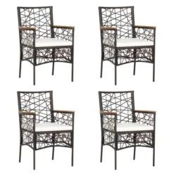 Tangkula Patio PE Rattan Dining Chairs Set Of 2/4 Patio PE Wicker Armchairs With Removable Cushions And Acacia Wood Armrests -Tangkula Shop GUEST de4702e2 f975 41ed b9df 4c0c8adce99e