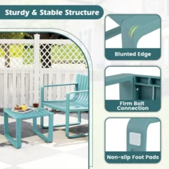 Tangkula 3 PCS Patio Furniture Set W/1 Loveseat & 2 Side Tables All-Weather Bistro Set Blue 16 Tangkula 3 PCS Patio Furniture Set W/1 Loveseat & 2 Side Tables All-Weather Bistro Set Blue -Tangkula Shop GUEST de693fec fbcf 480e a9d8 a8fda0467fb9
