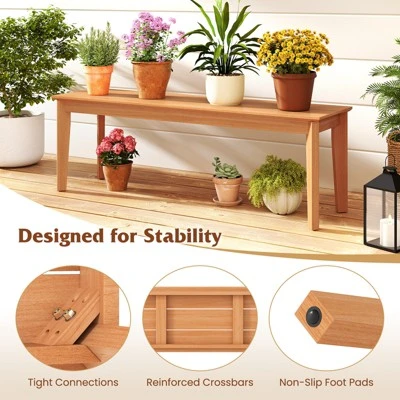 Tangkula 2PCS 55" Teak Wood Bench 3-Person Backless Seating W/ 880 LBS Weight Capacity 6 Tangkula 2PCS 55" Teak Wood Bench 3-Person Backless Seating W/ 880 LBS Weight Capacity - Image 6