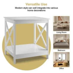 Tangkula Set Of 2 Accent End Table 2-Tier Sofa Side Table Nightstand W/ X-Shaped Frame White 15 Tangkula Set Of 2 Accent End Table 2-Tier Sofa Side Table Nightstand W/ X-Shaped Frame White -Tangkula Shop GUEST de9da72f 0496 4c5d 9a5b c3db4da4071a
