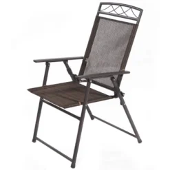 Tangkula 4-Piece Folding Patio Sling Chairs – Weather Resistant Outdoor Seating
