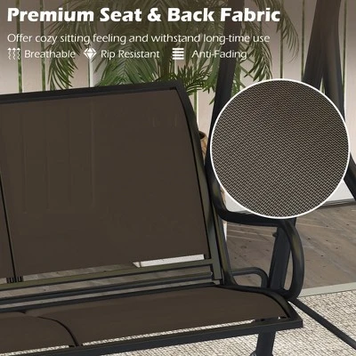 Tangkula 3-Seat Outdoor Swing, Porch Canopy Swing W/ Adjustable Shading Breathable Seat 4 Tangkula 3-Seat Outdoor Swing, Porch Canopy Swing W/ Adjustable Shading Breathable Seat - Image 4