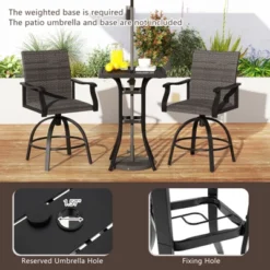 Tangkula 3-Piece Outdoor PE Wicker Swivel Bar Set with Aluminum Table -Tangkula Shop GUEST df0293f4 4bd5 43c6 abdd bc10ee72e9b0