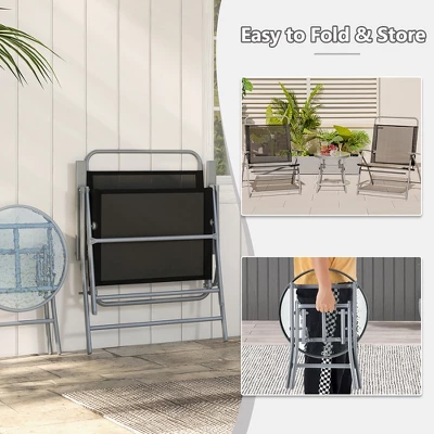 Tangkula 3 Piece Patio Folding Chair Set W/ Coffee Table & Extra-Large Seat Porch Backyard Poolside 5 Tangkula 3 Piece Patio Folding Chair Set W/ Coffee Table & Extra-Large Seat Porch Backyard Poolside - Image 5
