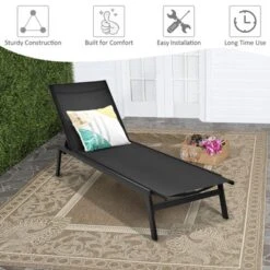 Tangkula Patio Chaise Lounger With 6-Postion Adjustable Backrest And Breathable Fabric Black 12 Tangkula Patio Chaise Lounger With 6-Postion Adjustable Backrest And Breathable Fabric Black -Tangkula Shop GUEST df0f1d06 4cfb 45d3 bdcd b8c014cc4bc3