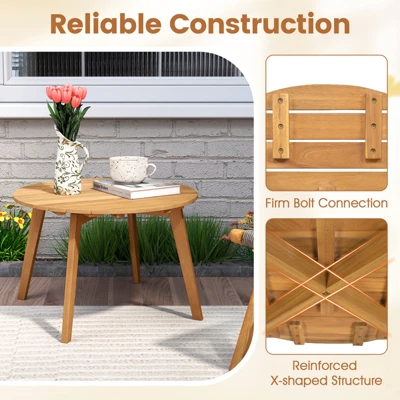 Tangkula 2PCS Outdoor Acacia Wood Side Table Patio 24.5" Round End Table W/ Slatted Tabletop 7 Tangkula 2PCS Outdoor Acacia Wood Side Table Patio 24.5" Round End Table W/ Slatted Tabletop - Image 7