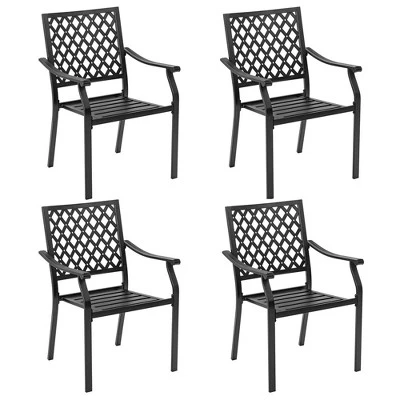 Tangkula 4PCS Stackable Patio Dining Chairs Outdoor Metal Bistro Chairs W/ Curved Armrests 4 Tangkula 4PCS Stackable Patio Dining Chairs Outdoor Metal Bistro Chairs W/ Curved Armrests - Image 4