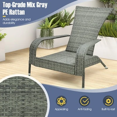 Tangkula 3-Piece Wicker Adirondack Set Ergonomic Oversized Rattan Chairs W/ Coffee Table Comfy Seat Cushions 4 Tangkula 3-Piece Wicker Adirondack Set Ergonomic Oversized Rattan Chairs W/ Coffee Table Comfy Seat Cushions - Image 4