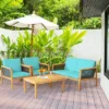 Tangkula 8-Piece Patio Furniture Set - Acacia Wood & PE Rattan Sofa