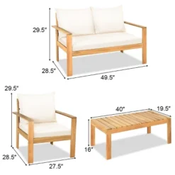 Tangkula 8PCS Patio Acacia Wood Conversation Furniture Set W/ Off White Cushions -Tangkula Shop GUEST e09be584 ddcb 40e5 aa8c 4a8d2afb8f2b