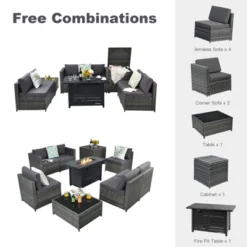 Tangkula 9 PCS Rattan Dinning Set Wicker Sofa W/Propane Gas Fire Pit 60,000 Btu Heater -Tangkula Shop GUEST e0c2d5b8 b864 4419 bddc 4a652cd26d9d