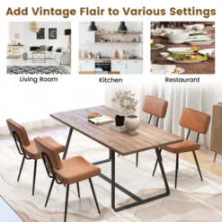 Tangkula Dining Chairs Set Of 4 W/ PU Leather Cover Filled Sponge Waterfall Seats -Tangkula Shop GUEST e0c9ca2f 97b2 46aa bda3 2e69b4d61e94