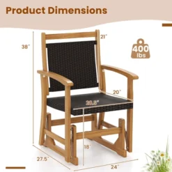Tangkula Patio Rattan Glider Chair W/ Acacia Wood Frame & Wicker Seat Back Armrests 12 Tangkula Patio Rattan Glider Chair W/ Acacia Wood Frame & Wicker Seat Back Armrests -Tangkula Shop GUEST e0d1b2a5 50e9 4ce1 8e3c 38812fe7d3d8