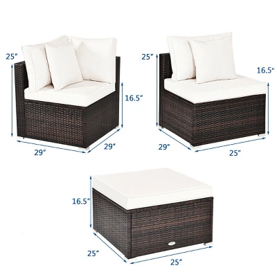 Tangkula 4PCS Patio Rattan Wicker Sectional Sofa Set Conversation Furniture Set W Cushion 1 Tangkula 4PCS Patio Rattan Wicker Sectional Sofa Set Conversation Furniture Set W Cushion