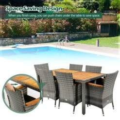 Tangkula 7PCS Patio Rattan Furniture Set Outdoor Conversation Set W/Cushions Acacia Wood Table -Tangkula Shop GUEST e0fb41b3 e4ff 4a32 8eac 105587274fe8