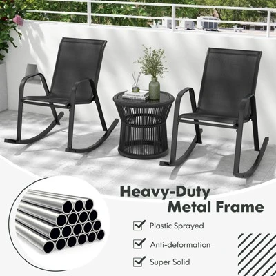 Tangkula 2 PCS Patio Rocking Chair Outdoor Ergonomic Rockers W/ Breathable Fabric Seat 3 Tangkula 2 PCS Patio Rocking Chair Outdoor Ergonomic Rockers W/ Breathable Fabric Seat - Image 3