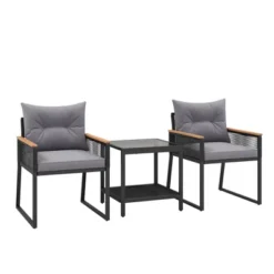 Tangkula 3 PCS Patio Furniture Set PE Rattan Wicker Chairs W/ 2 Tier Coffee Table Soft Back 15 Tangkula 3 PCS Patio Furniture Set PE Rattan Wicker Chairs W/ 2 Tier Coffee Table Soft Back -Tangkula Shop GUEST e18c9328 fe4c 4ad4 aebc 34bc0b3921e3
