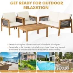 Tangkula 8-Piece Acacia Wood & PE Rattan Patio Conversation Set with Cushions -Tangkula Shop GUEST e18f2edd 55a4 49fd 979c 422eaf5ef62a