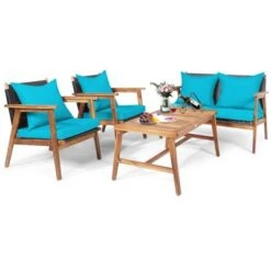 Tangkula 4-Piece Outdoor Rattan Conversation Set with Acacia Wood Frame 17 Tangkula 4-Piece Outdoor Rattan Conversation Set with Acacia Wood Frame -Tangkula Shop GUEST e1917918 d056 40da 8891 2d68889f5c0d