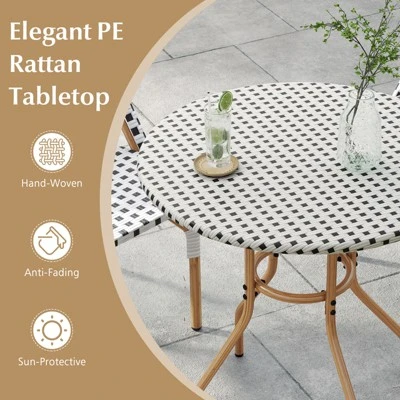 Tangkula 27.5" Outdoor PE Rattan Bistro Table with Heavy Duty Metal Frame 5 Tangkula 27.5" Outdoor PE Rattan Bistro Table with Heavy Duty Metal Frame - Image 5