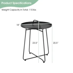 Tangkula Outdoor Metal Patio End Side Table with Portable Handle -Tangkula Shop GUEST e1d5b614 50dc 4a0e 8489 63371e592e96