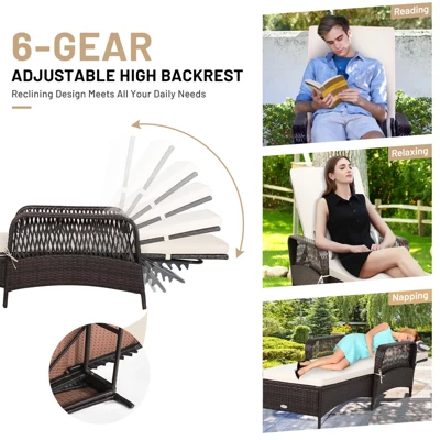 Tangkula Patio Chaise Lounge Chair - 6-Position Adjustable Outdoor Recliner 5 Tangkula Patio Chaise Lounge Chair - 6-Position Adjustable Outdoor Recliner - Image 5