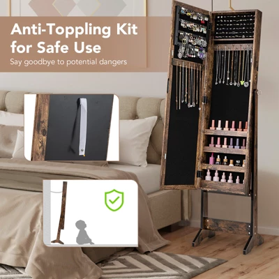 Tangkula Jewelry Mirrored Cabinet Armoire Organizer Storage Box W/ Stand Christmas Gift 7 Tangkula Jewelry Mirrored Cabinet Armoire Organizer Storage Box W/ Stand Christmas Gift - Image 7