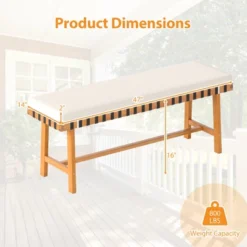 Tangkula 2PCS Outdoor Acacia Wood Bench With Cushion Breathable Rope Seat Patio Dining Bench For Entryway Garden Poolside Balcony -Tangkula Shop GUEST e2281033 7fb2 4938 a1ca d358e0fad182