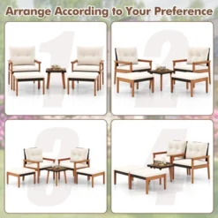 Tangkula 5 Pieces PE Rattan Patio Conversation Set Wicker Chairs With Square Coffee Table Ottomans & Soft Cushions 15 Tangkula 5 Pieces PE Rattan Patio Conversation Set Wicker Chairs With Square Coffee Table Ottomans & Soft Cushions -Tangkula Shop GUEST e252e124 b704 4425 9000 a41c189c6be6