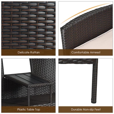 Tangkula Outdoor Rattan Furniture Wicker Conversation Chair with Built-in Table 2 Tangkula Outdoor Rattan Furniture Wicker Conversation Chair with Built-in Table - Image 2