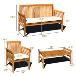 Tangkula 4-Piece Patio Acacia Wood Sofa Set Conversation Table Chairs With Beige Cushions 12 Tangkula 4-Piece Patio Acacia Wood Sofa Set Conversation Table Chairs With Beige Cushions -Tangkula Shop GUEST e2ee5a71 0b28 422f 8a9d 4fa941aa10e9