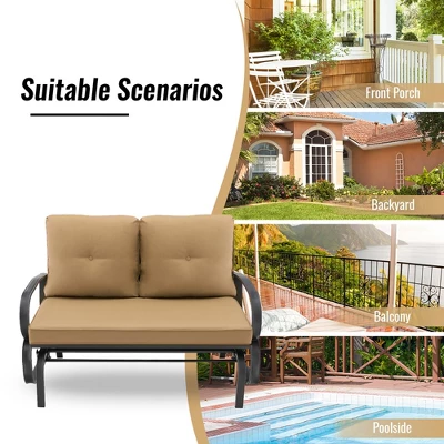 Tangkula 2-Person Outdoor Patio Glider Bench with Thick Seat and Back Cushions 6 Tangkula 2-Person Outdoor Patio Glider Bench with Thick Seat and Back Cushions - Image 6