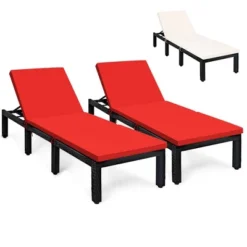 Tangkula 2PCS Patio Lounge Chair Rattan Chaise W/ Adjustable Navy/Red & Off White Cushioned 15 Tangkula 2PCS Patio Lounge Chair Rattan Chaise W/ Adjustable Navy/Red & Off White Cushioned -Tangkula Shop GUEST e345b023 70c3 4a26 b04d 6c786338e7b2