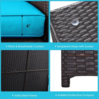 Tangkula 6-Piece Patio Rattan Sofa Set with Fire Pit Table and Storage Box 4 Tangkula 6-Piece Patio Rattan Sofa Set with Fire Pit Table and Storage Box - Image 4